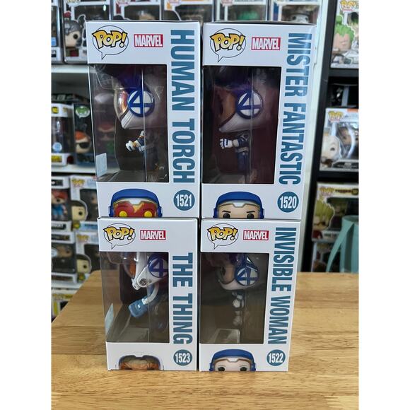 4 EXCLUSIVE Fantastic Four Space Suit Funko Pop Bobbleheads Thing Torch Marvel - Picture 4 of 7